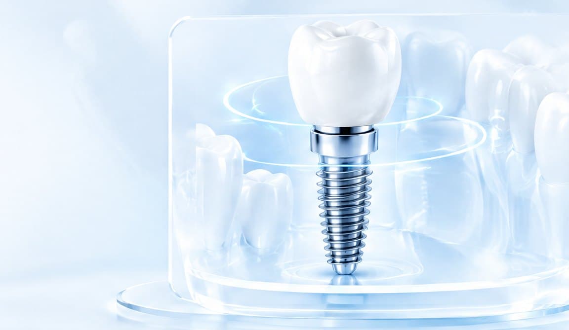 Implant dentar și coroană